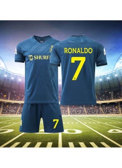 CR7 Riyadh Team Uniform No.7 Ronaldo Jersey, Football Suit Suit Yellow Jersey Print, Children's T-shirt Set  - Image 2