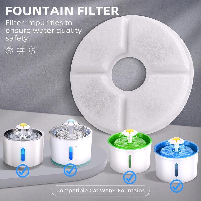 Baofum Filters Replacements for Flower Automatic Pet Fountains, Cat Water Fountain Replacement Parts and Dog Water Dispensers Filters for 81oz/2.4L Round Cat Water Fountains (4 Filters+2 Sponges) - Image 2