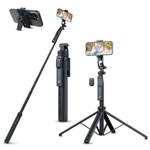 Portronics Lumistick 2 Portable Smart Selfie Stick with Upto 6ft. Tripod Stand, 3 in 1 Multifunctional Design, Detachable Bluetooth Remote Compatible for iPhone/Android, Best for Vlogging/Photo Shoot - Image 1