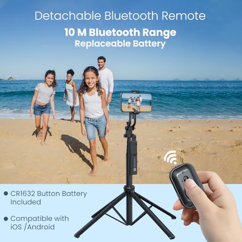 Portronics Lumistick 2 Portable Smart Selfie Stick with Upto 6ft. Tripod Stand, 3 in 1 Multifunctional Design, Detachable Bluetooth Remote Compatible for iPhone/Android, Best for Vlogging/Photo Shoot - Image 2