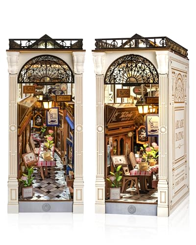 Rolife DIY Book Nook Kit for Adults European Arcade Street Scene Miniature House Kits 3D Wooden Puzzle Booknook with LED Lighting Home Decor Craft Creative Gift for Mom Dad Teens - Image 1