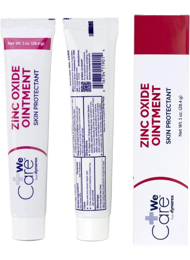 Dynarex Dynarex Zinc Oxide Ointment, Protective Skin Barrier Ointment, Soothes, Prevents, and Relieves Diaper Rash, Chaffed Skin, and Irritation, White, 1 Count - 1 oz. Tube of Ointment 