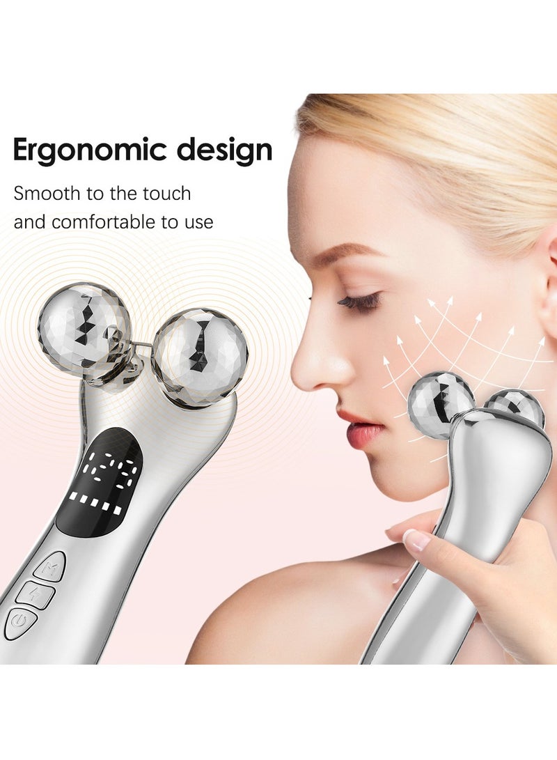 جهاز تجميل ذكي بكرات تدليك للوجه بتقنية EMS، مدلك وجه بتقنية النبض 4D لتخسيس الوجه، 12 وضعية و9 مستويات ضبط، أداة رفع وشد شكل V للوجه - Image 1
