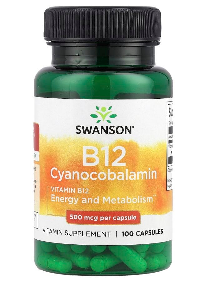 Vitamin B12 500 mcg 100 Capsules