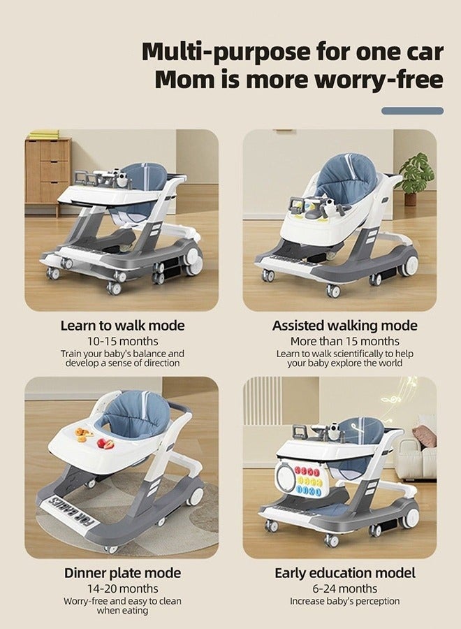 ميكسد 3 في 1 مشاية أطفال ، عربة أطفال مضادة للانقلاب ، كرسي وجبات بالمشي مع ارتفاع قابل للتعديل ، سرعة ، عجلات كتم الصوت - Image 3