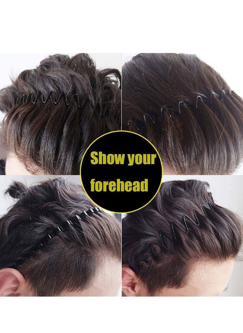 RATSAW 8 PCS Hair Hoop Wave Shaped Accessories for Men and Women in Black  - Image 2