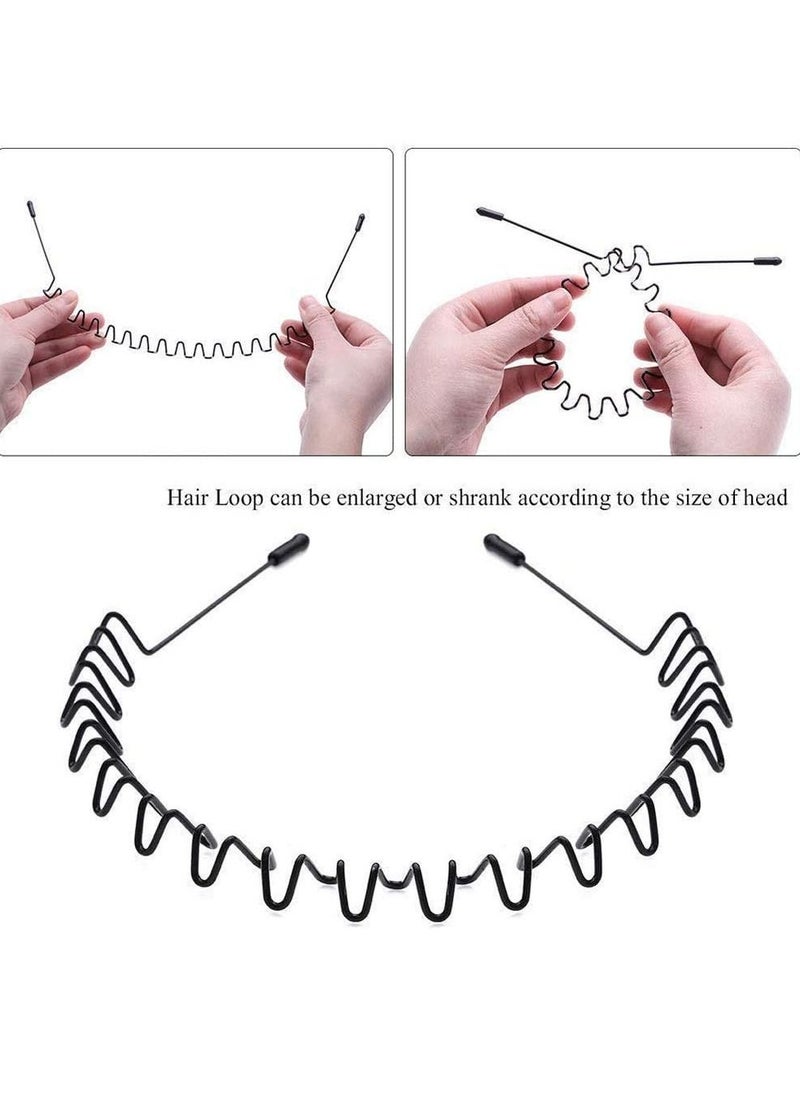 RATSAW 8 PCS Hair Hoop Wave Shaped Accessories for Men and Women in Black  - Image 3