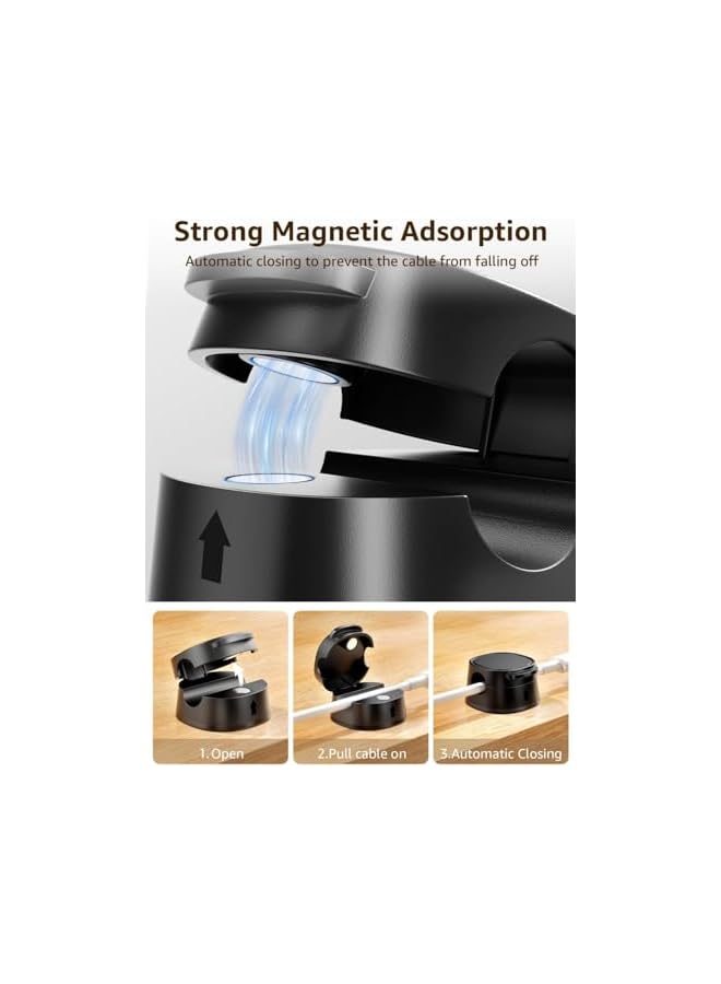 Green Tiger 12Pcs Cable Clip Adhesive, Cord Holder for Cable Organizer, Charger Cable Organizer for Office Accessories, Black and White - Image 3