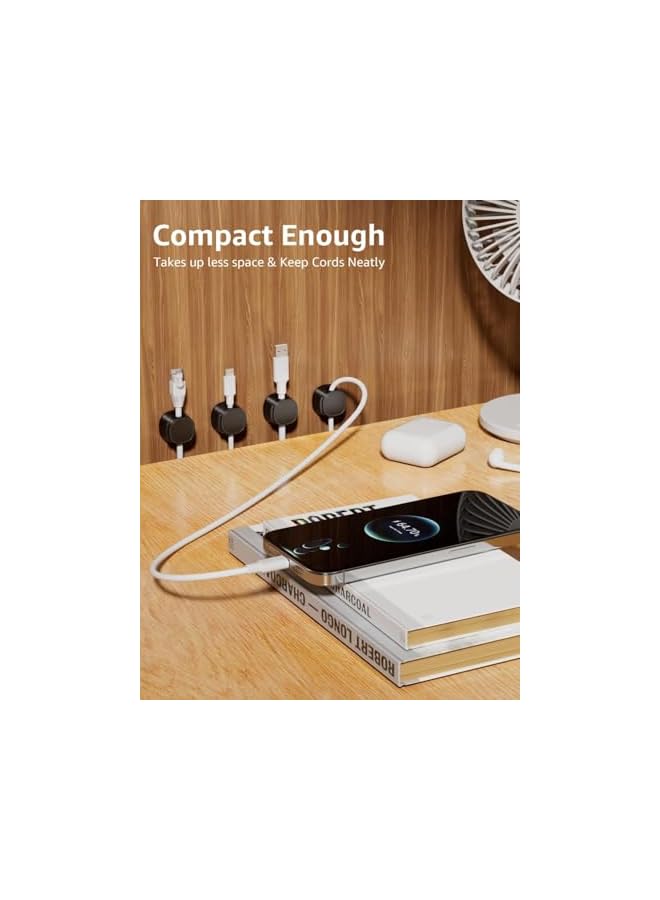 Green Tiger 12Pcs Cable Clip Adhesive, Cord Holder for Cable Organizer, Charger Cable Organizer for Office Accessories, Black and White - Image 5