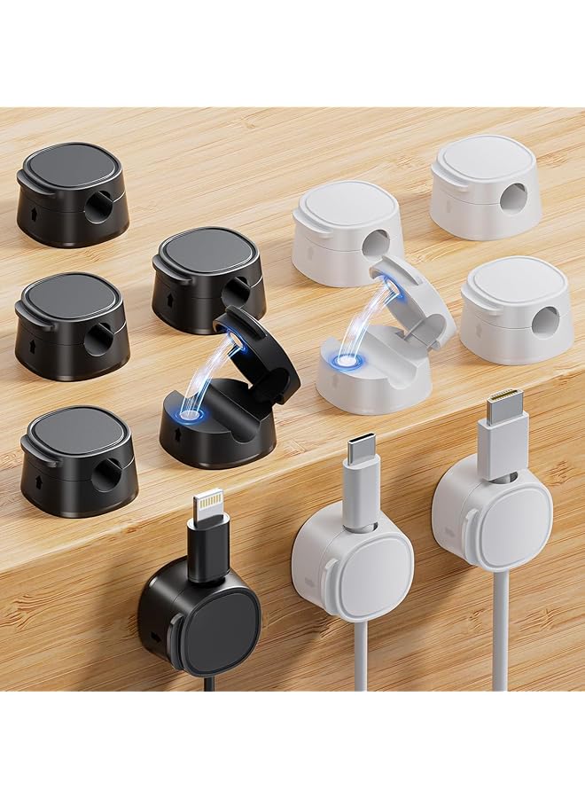 Green Tiger 12Pcs Cable Clip Adhesive, Cord Holder for Cable Organizer, Charger Cable Organizer for Office Accessories, Black and White - Image 1
