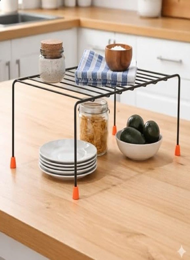 VK15 COLLECTION Heavy-Duty Steel Kitchen Counter Shelf Rack Organizer, Space-Saving Storage Stand for Kitchen, Cabinet, Pantry, Bathroom & Dining Table (Black, 28×18.5×12.5 cm) (Pack of 5) - Image 2