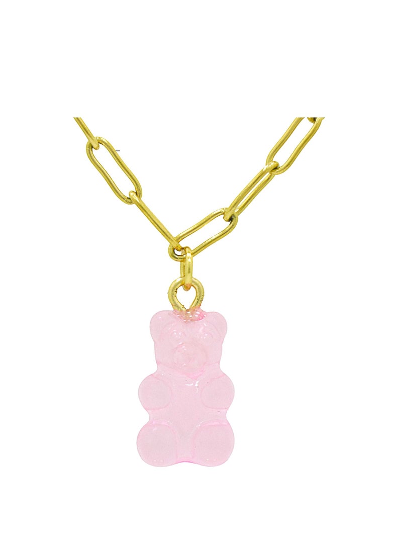 Fashionbox Bella Gummy Bear Necklace Pink Gold 