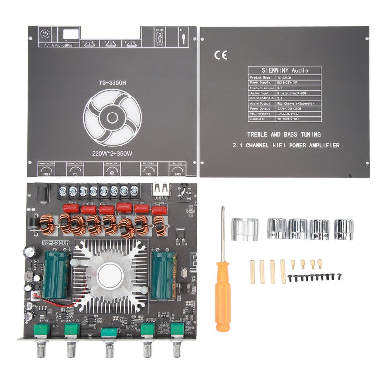 2.1 Channel Bluetooth Power Amplifier Board: TPA3255 HIFI Chip With 220W x 2+350W Output - Multi Protection Mechanisms Bluetooth 5.1 Amplifier Board for Home Audio DIY Enthusiasts - Image 1