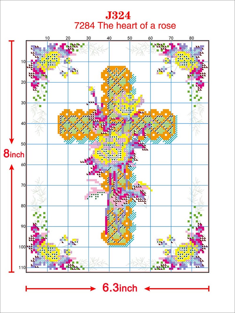 ITSTITCH Printed Cross Stitch Kits 11CT 10X14 inch 100% Cotton Holiday Gift DIY Embroidery Starter Kits Easy Patterns Embroidery for Adults Crafts DMC Stamped Cross-Stitch Supplies Needlework The Cross Rose - Image 4