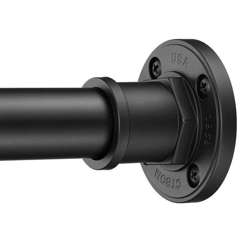 BRIOFOX Industrial Shower Curtain Rod  2in1 Design Tension Curtain Rod  Never Rust NonSlip 43 to 72 Inch Stainless Steel Matte Black Window Curtain Rod