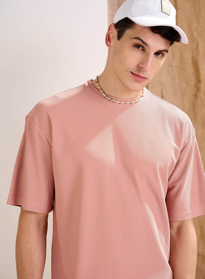 ساسافراس تيشيرت ساسافراس وردي واسع بنقشة الوافل - Image 1