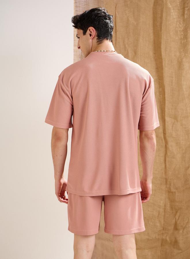 ساسافراس تيشيرت ساسافراس وردي واسع بنقشة الوافل - Image 5