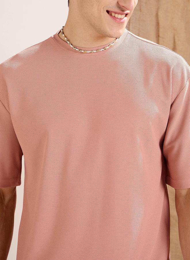 ساسافراس تيشيرت ساسافراس وردي واسع بنقشة الوافل - Image 4