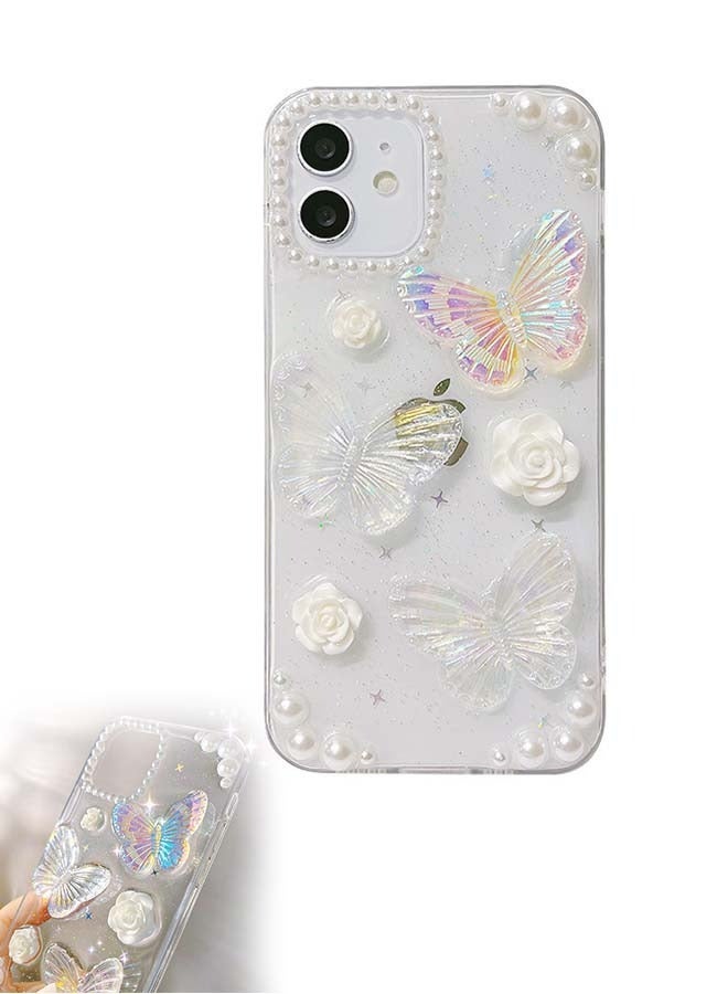 حافظة فراشة ثلاثية الأبعاد لهاتف آيفون 13، غطاء حماية مضاد للخدش وصدمات، حافظة نحيفة مقاس 6.1 بوصة (شفاف) - Image 1