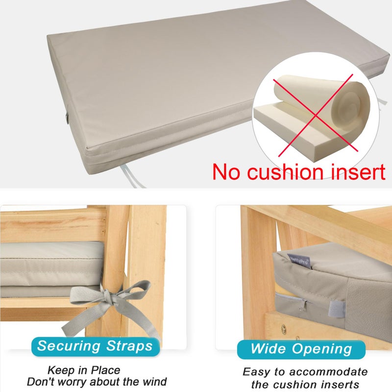 NettyPro Outdoor Bench Swing Loveseat Cushion Covers, Patio Furniture Cushion Slipcovers with Zipper, Water Resistant UV Protection, Replacement Cover Only, 42 x 18 x 3 Inch - Image 4