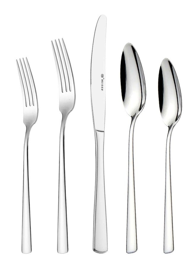 HISSF Silverware set, Stainless Steel Flatware Set for 8, 40 Piece Cutlery Set, Forks Knives and Spoons Set, Silver - Image 1