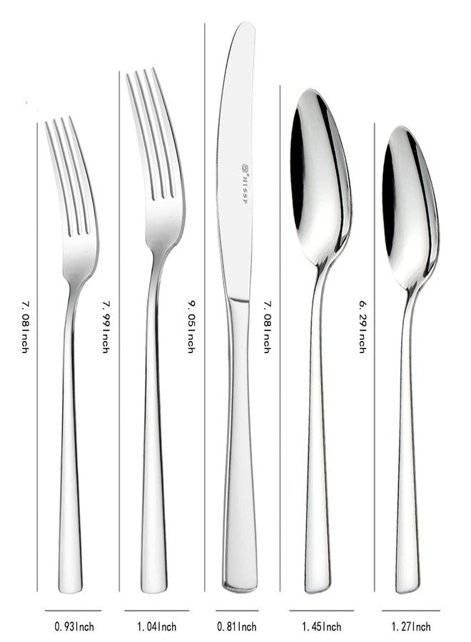 HISSF Silverware set, Stainless Steel Flatware Set for 8, 40 Piece Cutlery Set, Forks Knives and Spoons Set, Silver - Image 4