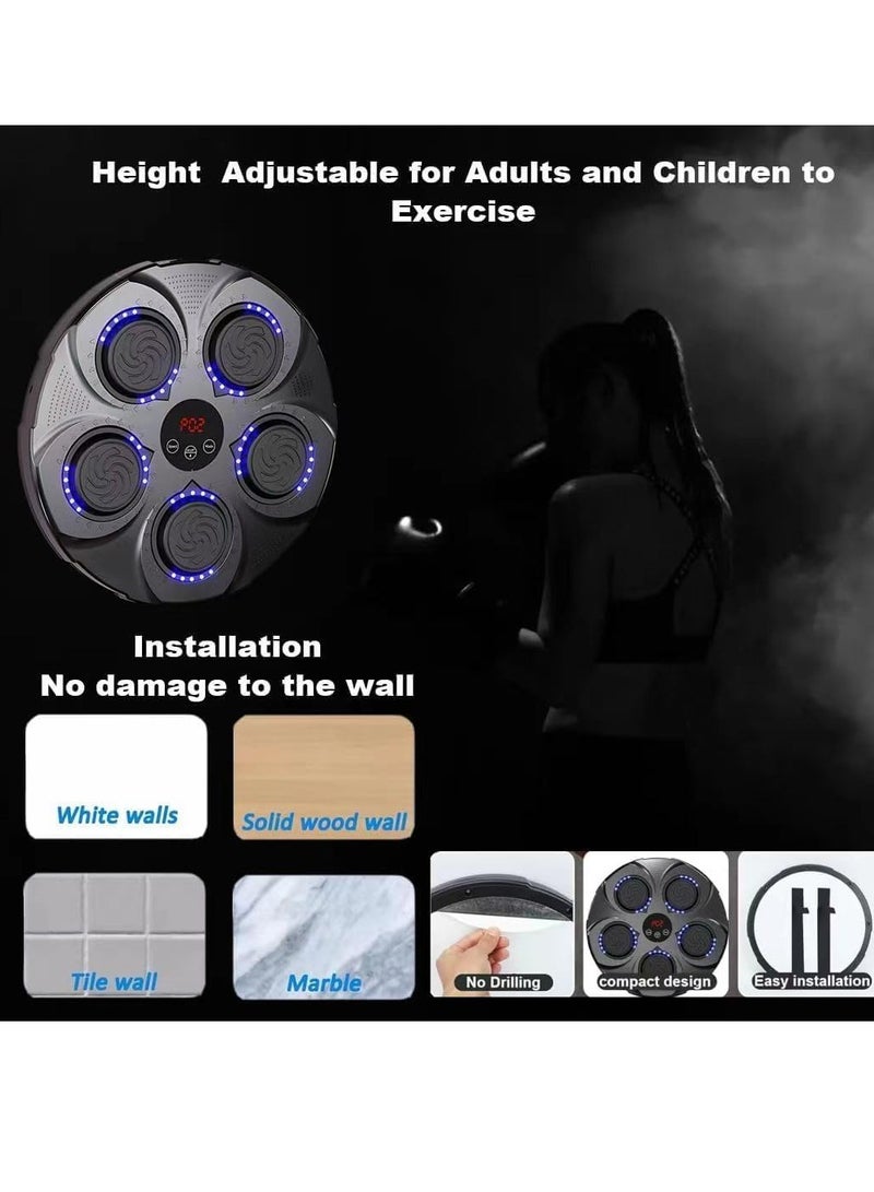 يوستيد آلة ملاكمة موسيقية، جهاز ملاكمة موسيقى بلوتوث ذكي يثبت على الحائط، معدات ملاكمة احترافية للشباب البالغين مع قفازات ملاكمة، لعبة ملاكمة لصالة الألعاب الرياضية والمنزل - Image 3