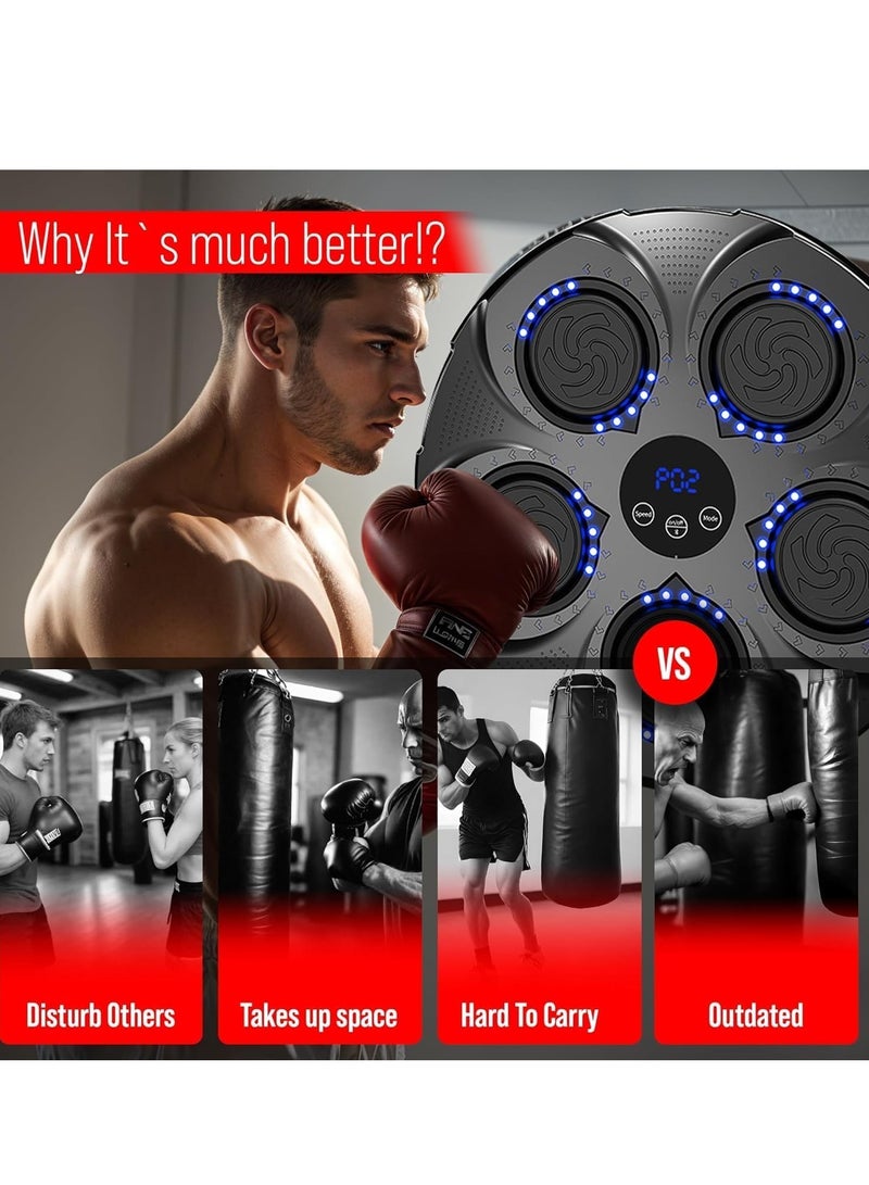 يوستيد آلة ملاكمة موسيقية، جهاز ملاكمة موسيقى بلوتوث ذكي يثبت على الحائط، معدات ملاكمة احترافية للشباب البالغين مع قفازات ملاكمة، لعبة ملاكمة لصالة الألعاب الرياضية والمنزل - Image 5