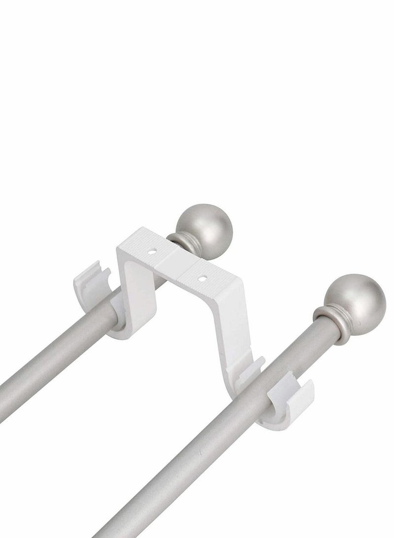 Curtain Rod Brackets 2 Pcs Double Curtain Rod Ceiling Holder with Heavy Duty Metal Curtain Pole Holder Ceiling Bothway Decorate for Multiple Style Curtain - Image 2