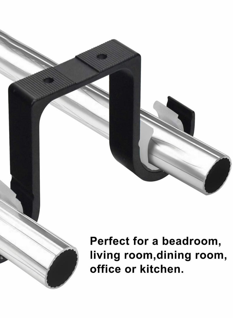 Curtain Rod Brackets 2 Pcs Double Curtain Rod Ceiling Holder with Heavy Duty Metal Curtain Pole Holder Ceiling Bothway Decorate for Multiple Style Curtain - Image 4