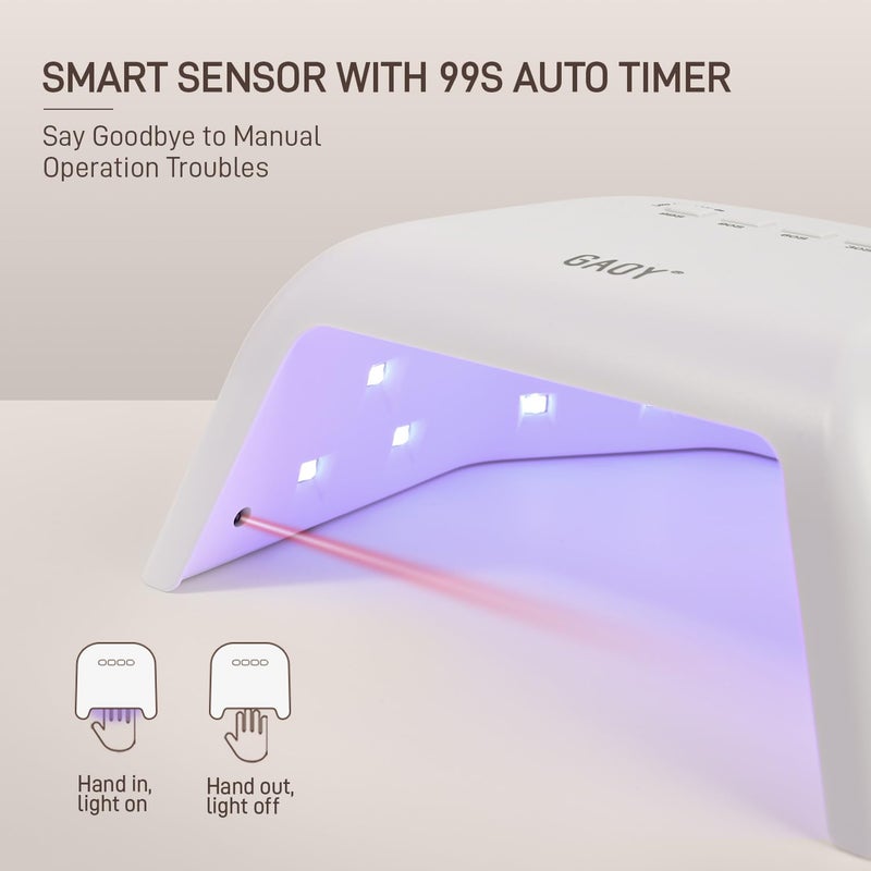 GAOY UV Nail Lamp, Fast Curing UV Light for Gel Nails with Automatic Infrared Sensor and 4 Timers, Professional Salon or Manicure Art at Home, White - Image 4