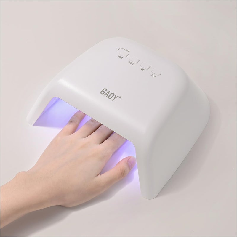 GAOY UV Nail Lamp, Fast Curing UV Light for Gel Nails with Automatic Infrared Sensor and 4 Timers, Professional Salon or Manicure Art at Home, White - Image 1