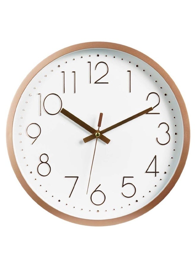 DUNISO ساعة حائط غير مزعجة، ساعة حائط تعمل بالبطارية صامتة بإطار ABS وغطاء زجاجي عالي الدقة للأطفال وغرفة المعيشة وغرفة النوم والمطبخ والمدرسة ومكتب الديكور، 12 بوصة، ذهبية - Image 1