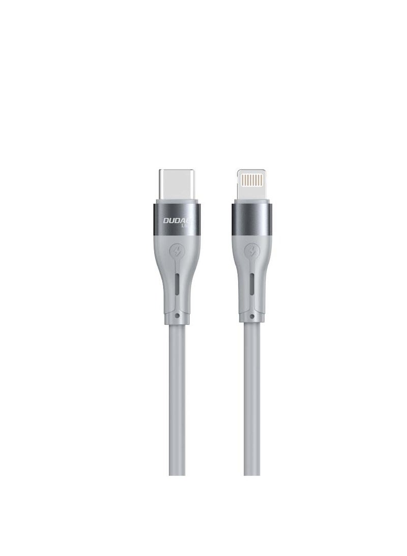 DUDAO كابل شاحن آيفون INET USB C إلى Lightning شحن سريع PD 65W (متوافق مع آيفون 14/14 برو/14 بلس/14 برو ماكس، آيباد برو، آيفون 8-13 جميع السلاسل) (رمادي) - L6H - Image 3