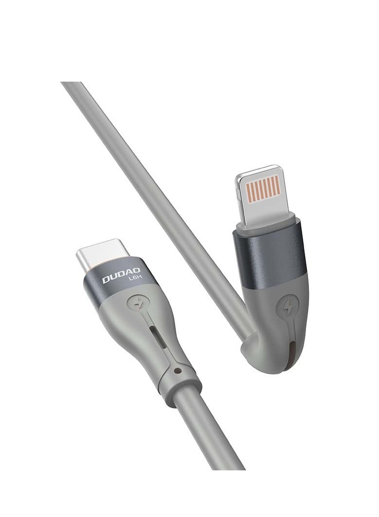 DUDAO كابل شاحن آيفون INET USB C إلى Lightning شحن سريع PD 65W (متوافق مع آيفون 14/14 برو/14 بلس/14 برو ماكس، آيباد برو، آيفون 8-13 جميع السلاسل) (رمادي) - L6H - Image 4