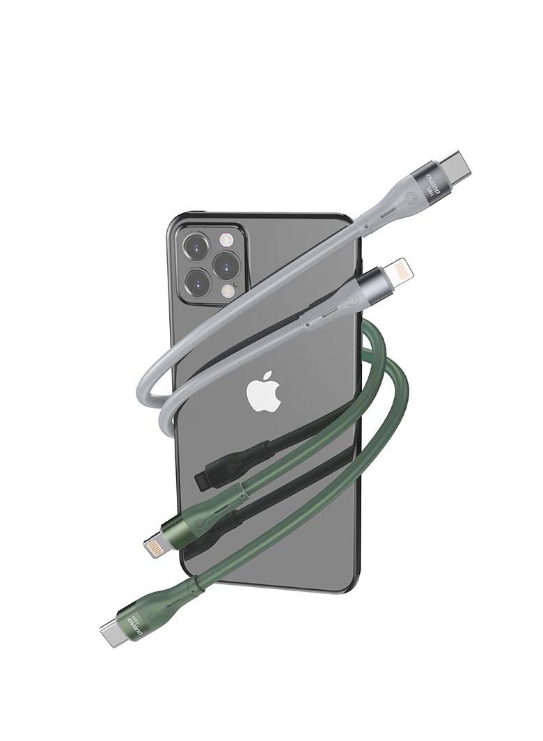 DUDAO كابل شاحن آيفون INET USB C إلى Lightning شحن سريع PD 65W (متوافق مع آيفون 14/14 برو/14 بلس/14 برو ماكس، آيباد برو، آيفون 8-13 جميع السلاسل) (رمادي) - L6H - Image 2