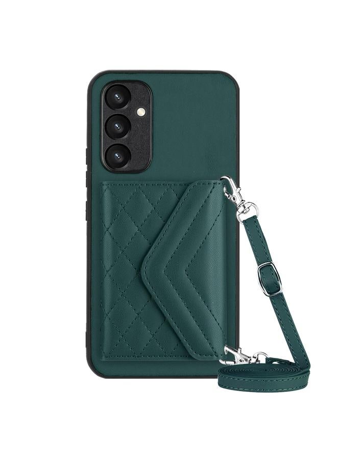 S-TOP Case For Samsung Galaxy A54 5G Rhombic Texture Card Bag RFID Phone Case with Long Lanyard - Image 1