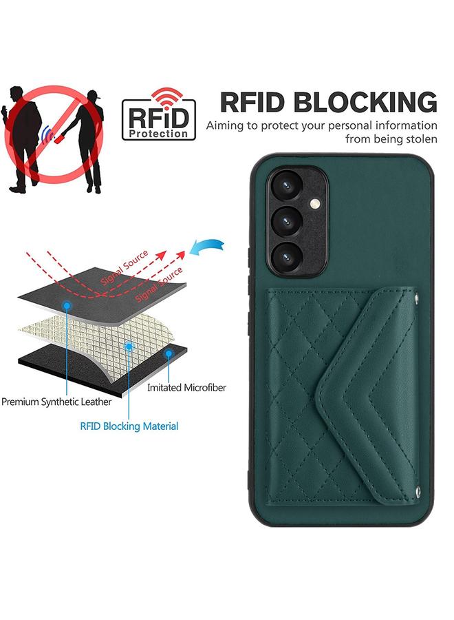 S-TOP Case For Samsung Galaxy A54 5G Rhombic Texture Card Bag RFID Phone Case with Long Lanyard - Image 5