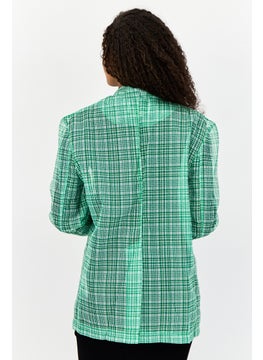 Urban Revivo Women Regular Fit Sheer Mesh Blazer, Green  - Image 4