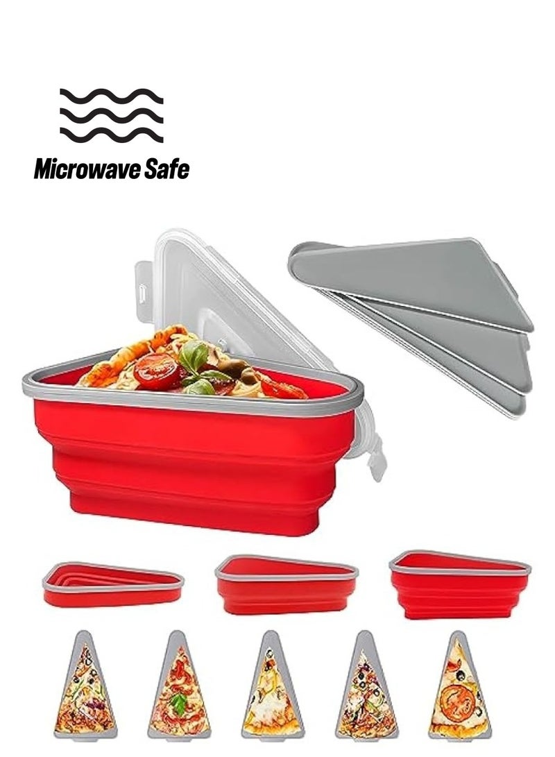 Green Tiger Pizza Storage Container with 5 Microwavable Serving Trays, Pizza Box BPA-Free Collapsible Pizza Slice Container, Reusable Pizza Pan Pizza Box Set with Lids to Save Space, Red - Image 1
