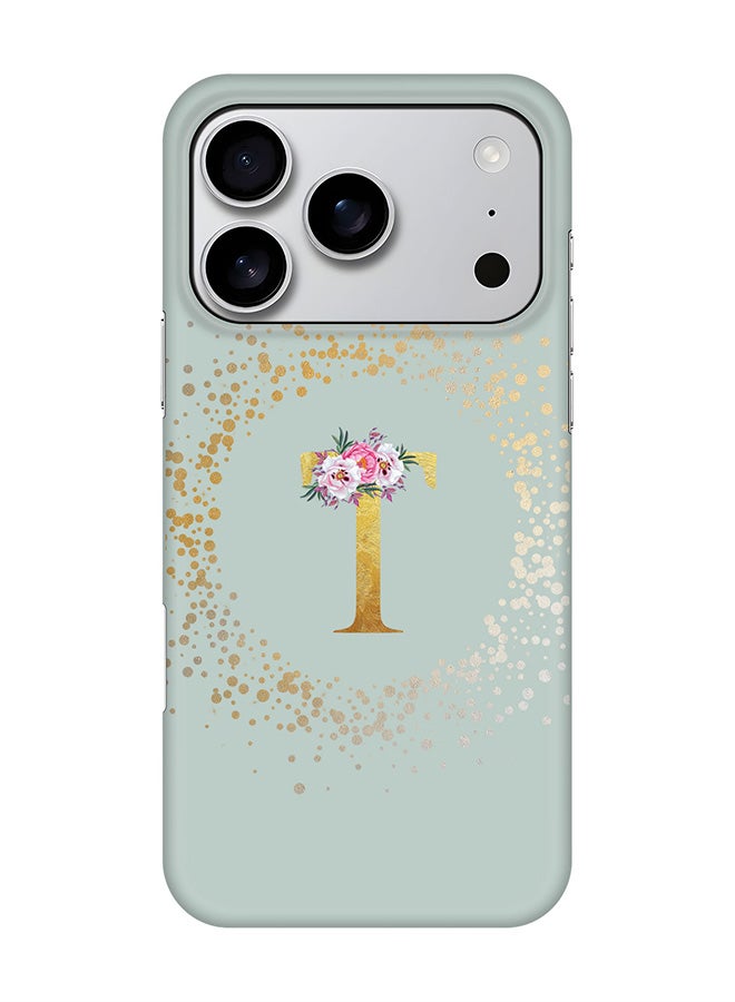Stylizedd For iPhone 17 Pro,Case, [Compatible with MagSafe] Magnetic cover Slim fit Protection Matte, - Custom Monogram Floral - T  (Light Grey )