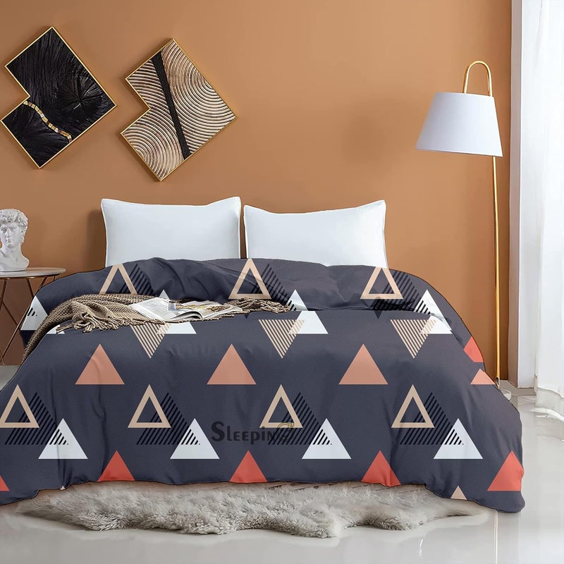 Sleepino 100 Cotton Printed 1 Pcs Double Bed Duvet Cover for Double Bed Rajai Cover 90x100 Inch Double Bed Blanket Cover Comforter Quilt Cover Double Bed Plum Triangle - Image 1