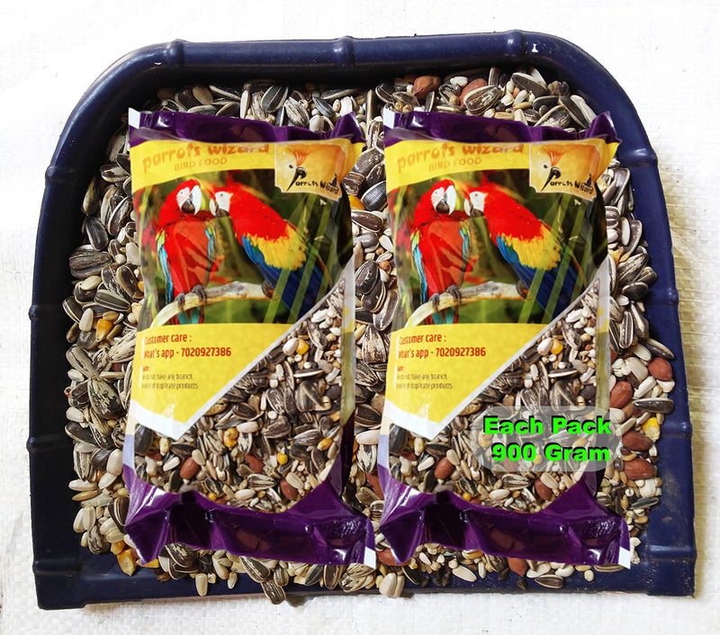 Parrots Wizard, Dry Bird Food Big Parrot Food 31 Types of Seed Mix (900 Gram) 2 Pack,Adult - Image 1
