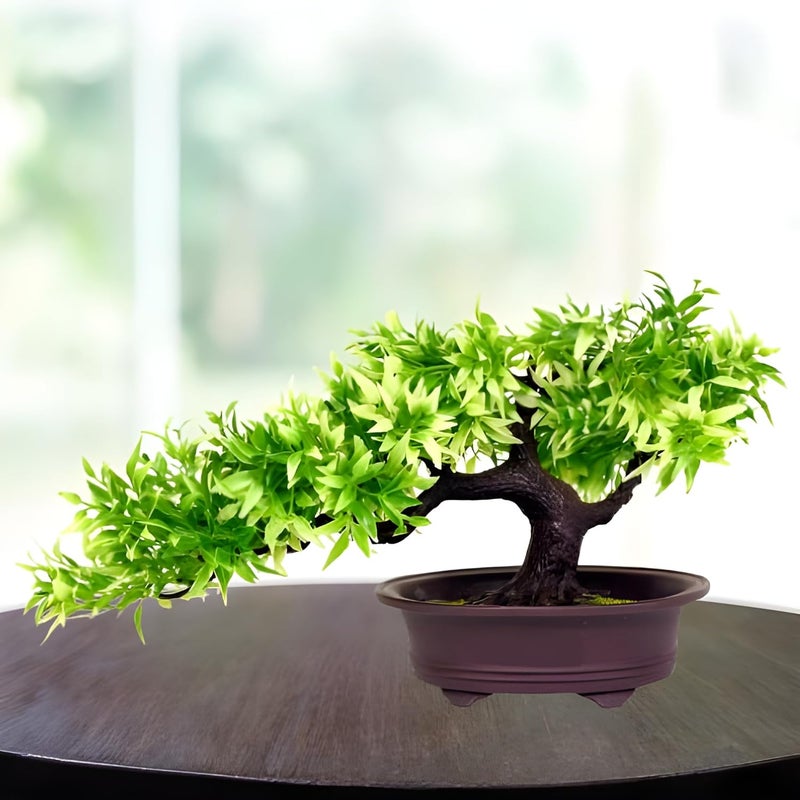 Breewell Mini Artificial Green Leaf Tree with Pot for Home DecorationBW02 - Image 1