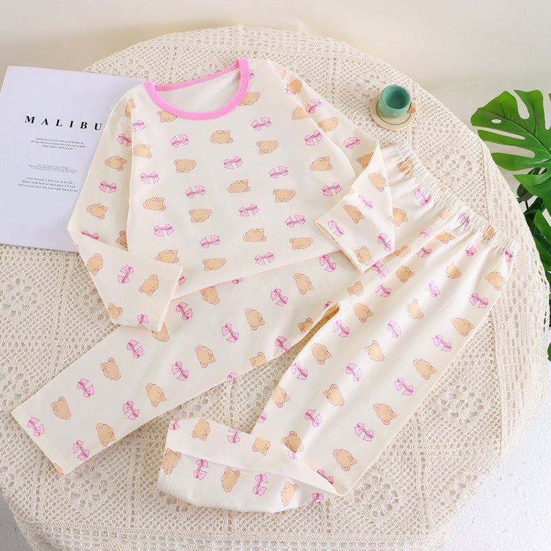 Children'S Underwear Set Boys And Girls Seamless Lycra Cotton Thermal Tops And Pants For Older Kids Cotton Casual Pajamas - Image 1