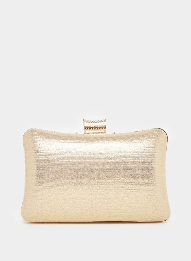 Styli Textured Embellished Clutch with Chain Strap - Image 5