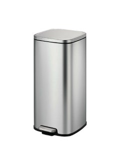 EKO Durable Stainless Steel Rectangular Pedal Bin Silver 30 L EK9384MT-30L  - Image 1