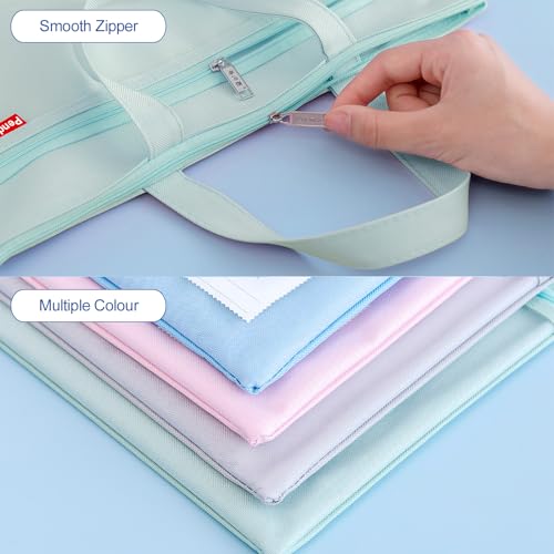 Pendancy Mesh Zipper Pouch 11x13.7 in, 2 pcs Large Double Pocket Waterproof File Bag with Handle, A4 Size Foldable Document Storage for Puzzle Project/Cross Stitch/Travel/Office（Green Pink） - Image 3
