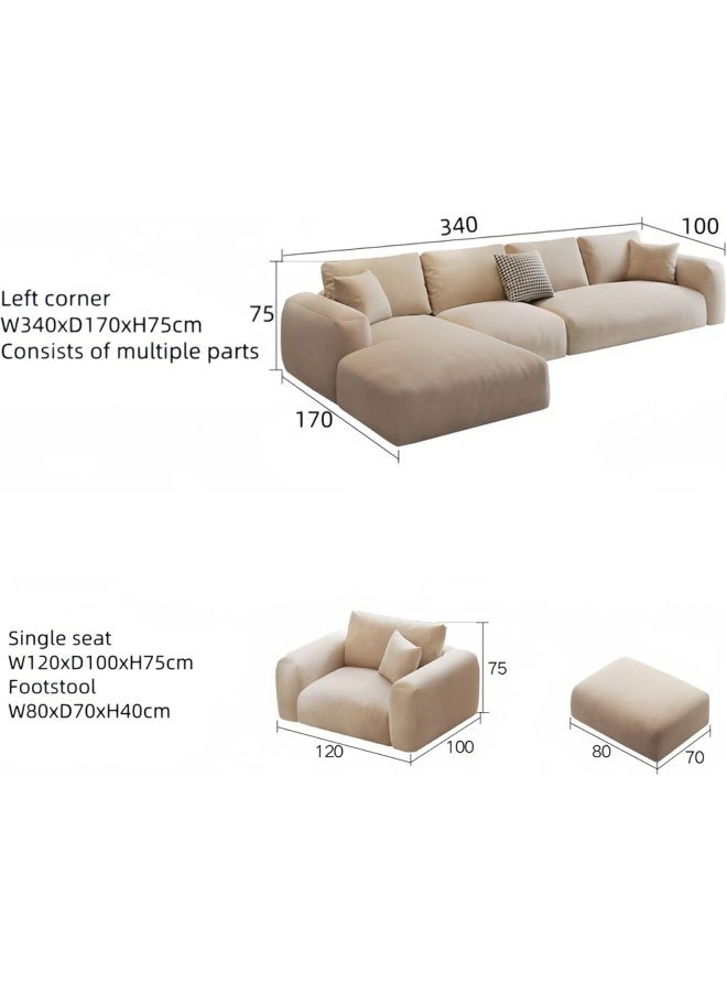 Comfynest Comfynest Fleece Fabric Multifunction Sofa Set - Overstuffed Design, Adjustable Armrests, Durable Wood Frame, Extra Padded Comfort, Modern Style Living Room Sofa Set (5, Left-Corner) - Image 2