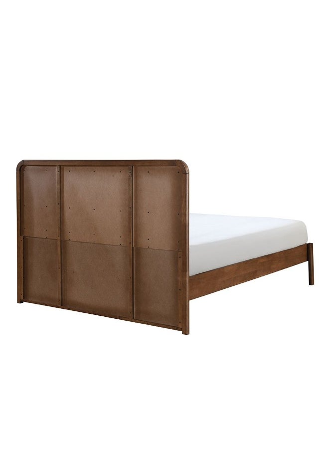 DANUBE HOME Derby Melrose 160X200 Solid Wood Queen Bed With Upholstered Headboard| Modern Design Wooden Double Bed Frame Furniture| Comfortable Bed (Mattress Not Included) L209Xw183Xh120Cm-Brown+Beige  - Image 2